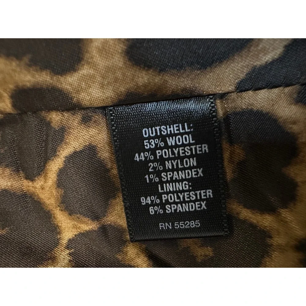 Express Design Studio Grey Herringbone Wool Skirt Suit Leopard Lining Size 2